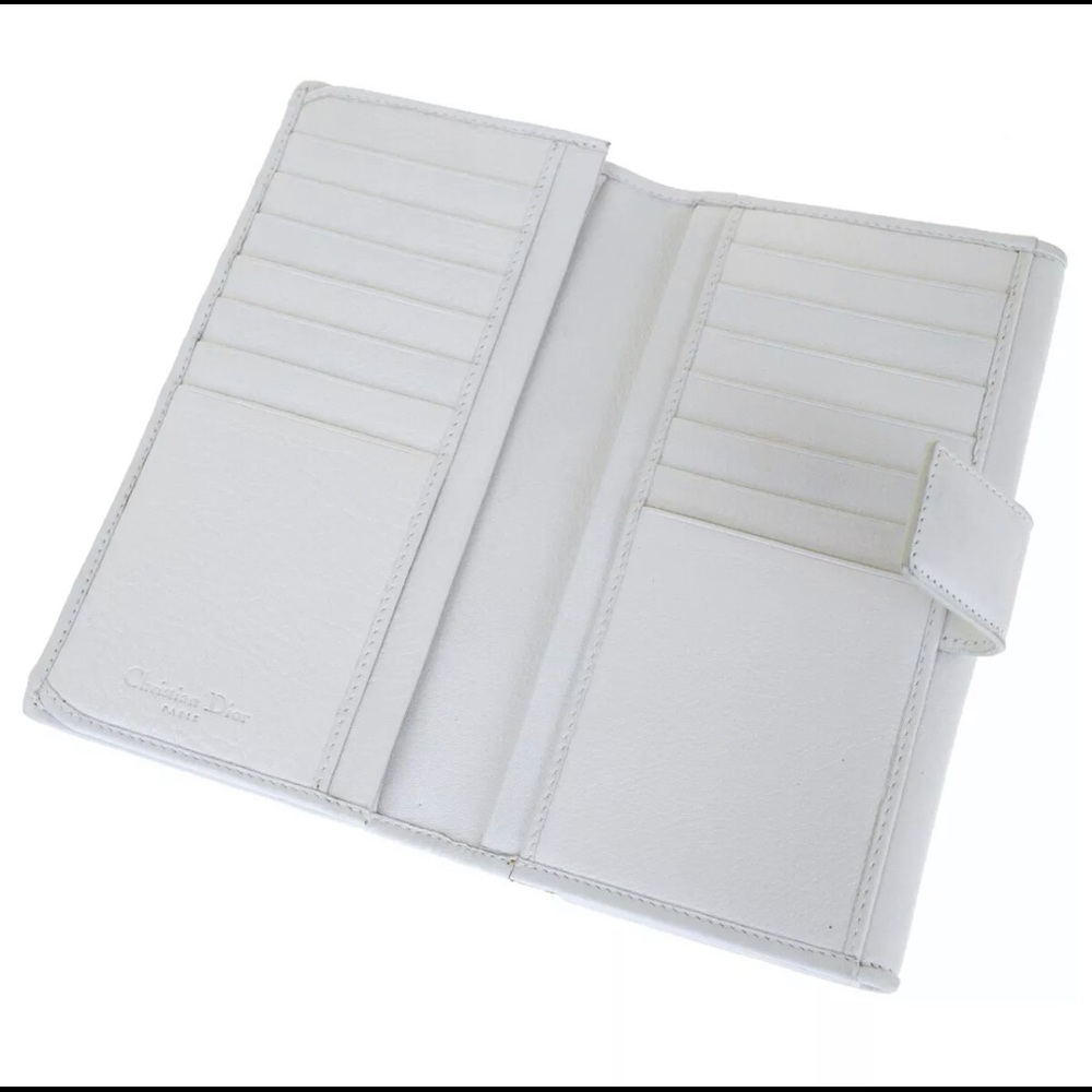👜 DIOR Wallet White Long Logos Bifold Leather - Picture 7 of 8